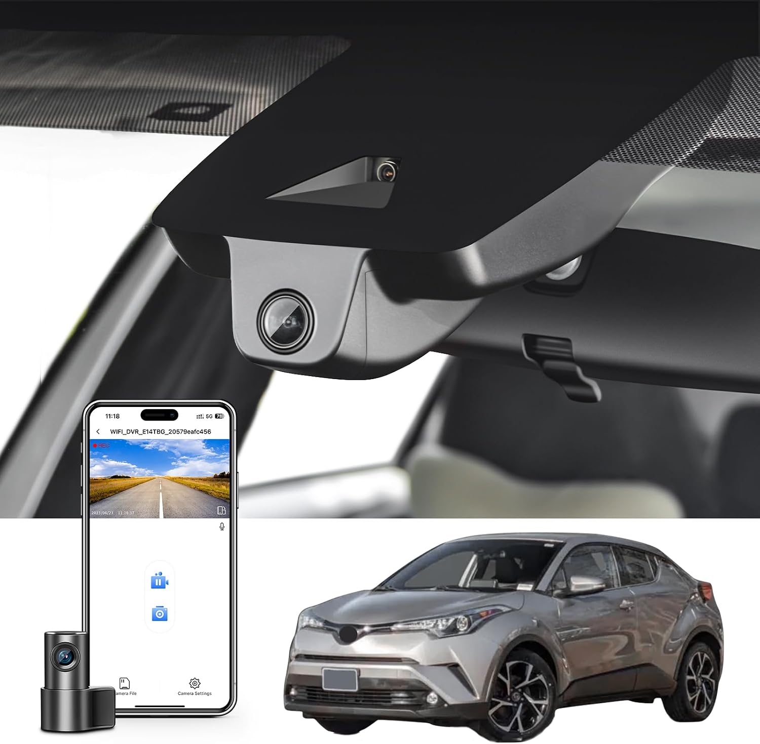 mangoal Front 4K & Rear 1080P Dash Cam Custom Fit for Toyota C-HR 2018 2019 2020 LE Limited XLE Premium (Model B),Integrated OEM Look, 2160P UHD Video, Built-in WiFi & APP, 128GB Card
