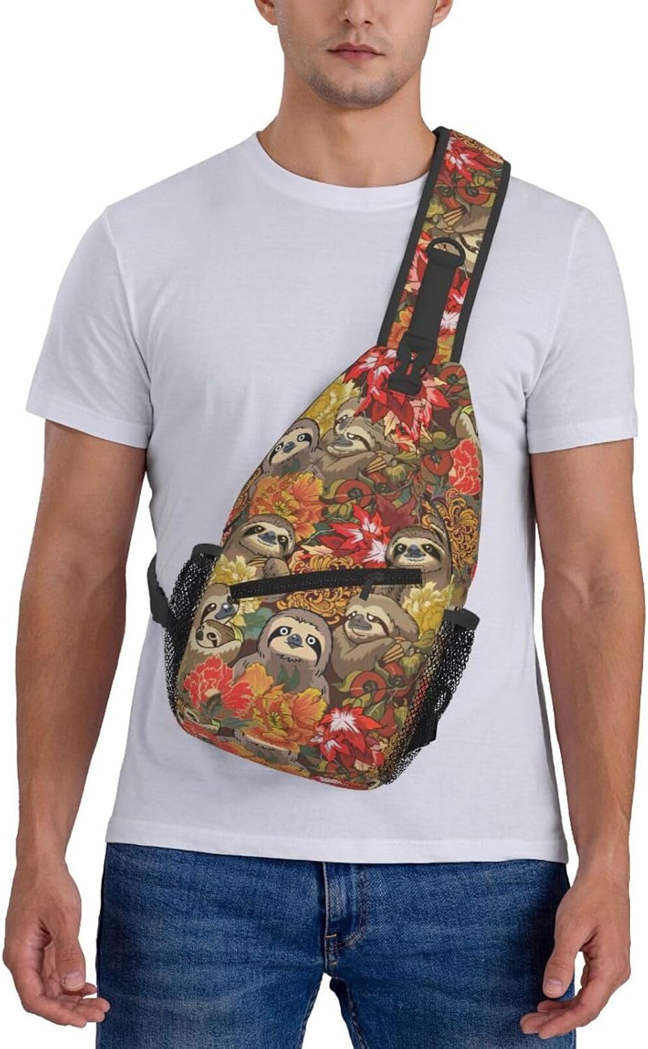 Durable Lightweight Funny Sloths Print Cross chest bag diagonally for Travel Commute Daily Use