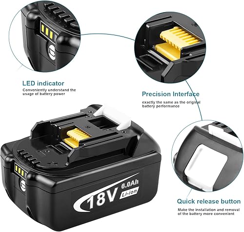 Miniatura 8 de ARyee Batería de repuesto de 18 V 6.0 Ah para Makita 18V LXT compatible con BL1860 BL1850 BL1850B BL1845B BL1840 BL1840B BL1830 BL1820 BL1815 iones