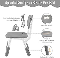 Vista 7 de Kids Study Table and Chairs Set, Height Adjustable Toddler Table and Chair Set for Kids Ages 3-8, 31.5" L x 23.6" W Graffiti Desktop Plastic