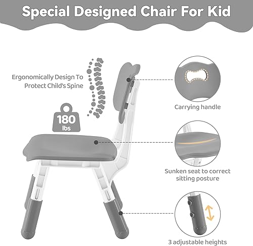 Miniatura 7 de Juego de mesa y sillas de estudio para niños, juego de mesa y sillas para niños de 3 a 8 años, 31.5 pulgadas de largo x 23.6 pulgadas de ancho, mesa