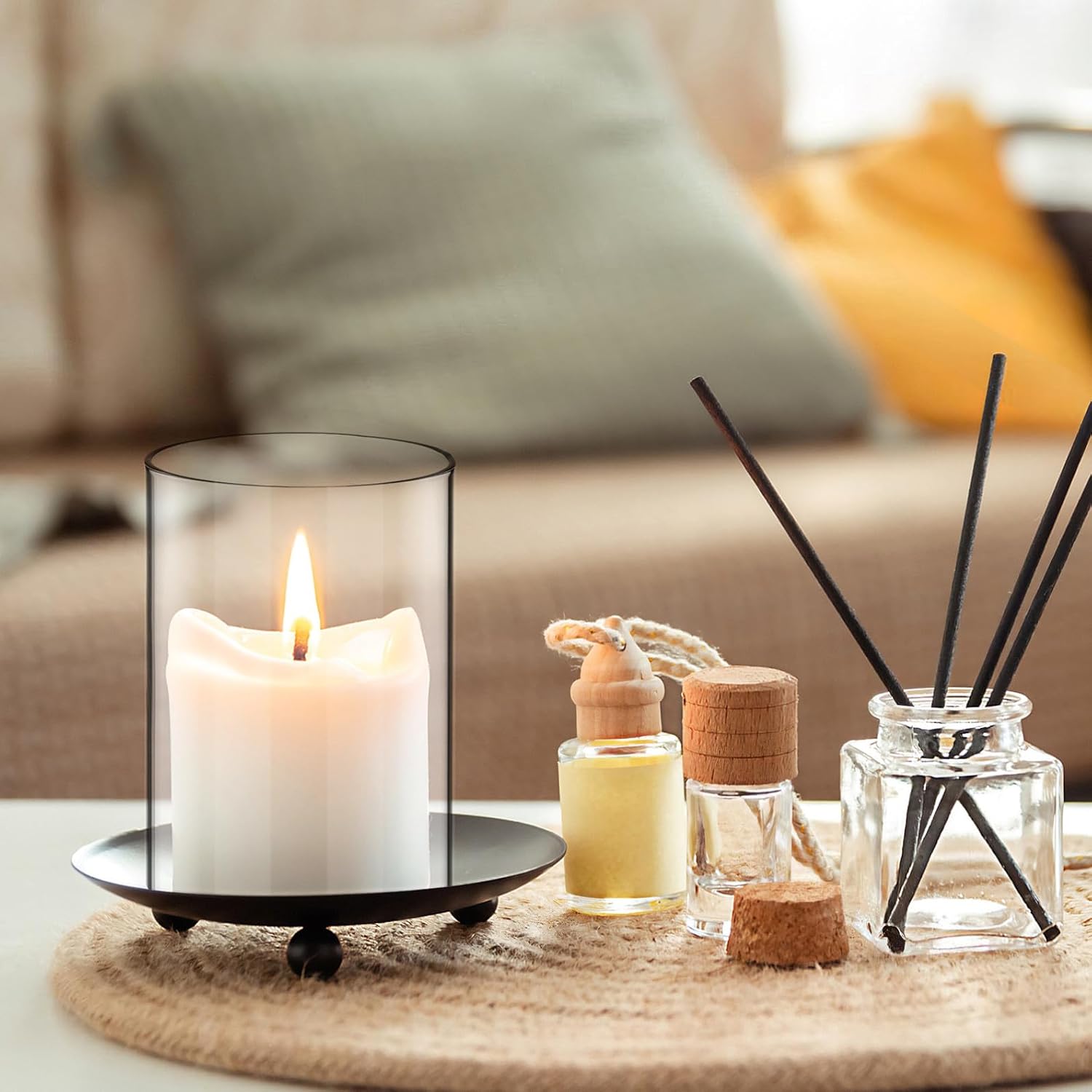 Holibanna Glass Candle Covers 2Pcs Clear Cylinder Candleholder Sleeve Open Ended Chimney Tube Shades 3.93X2.75X2.75In for Home Decor and Romantic Candlelight Atmosphere