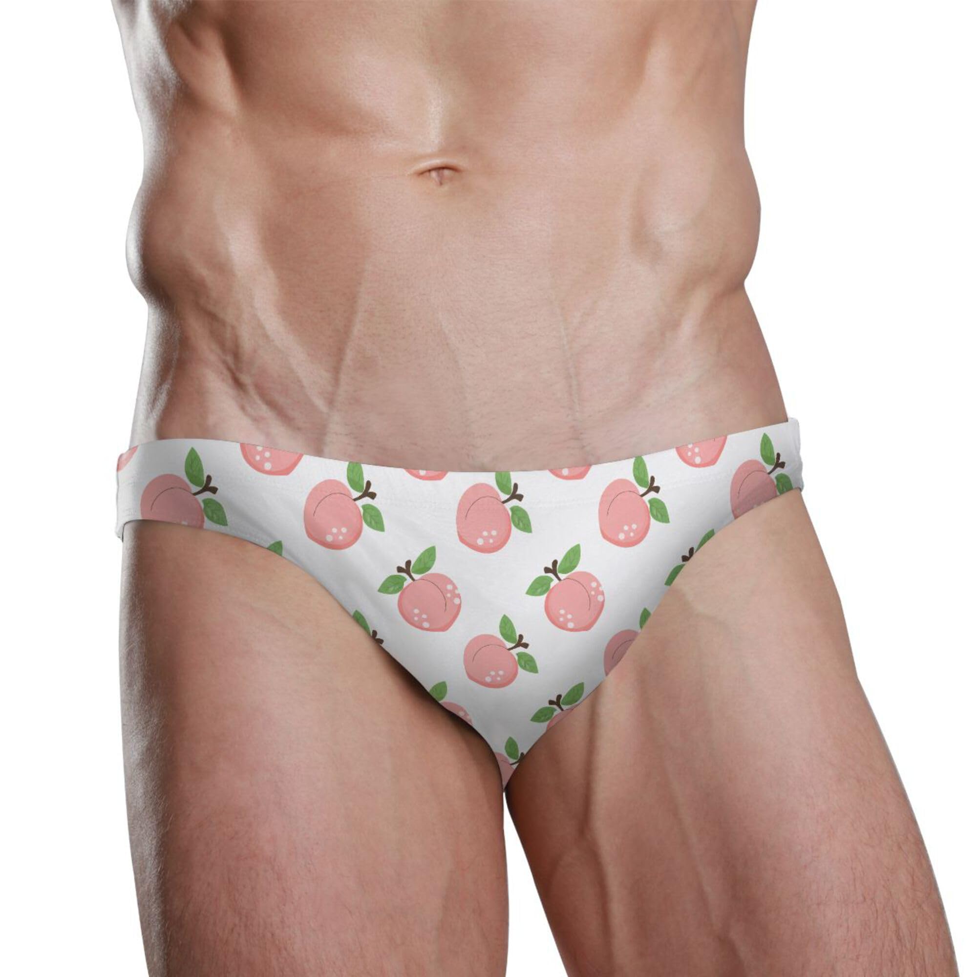Pink Peach Fruit Swim Briefs for Men Swimsuit Bikini Swimwear XXXL B0405122