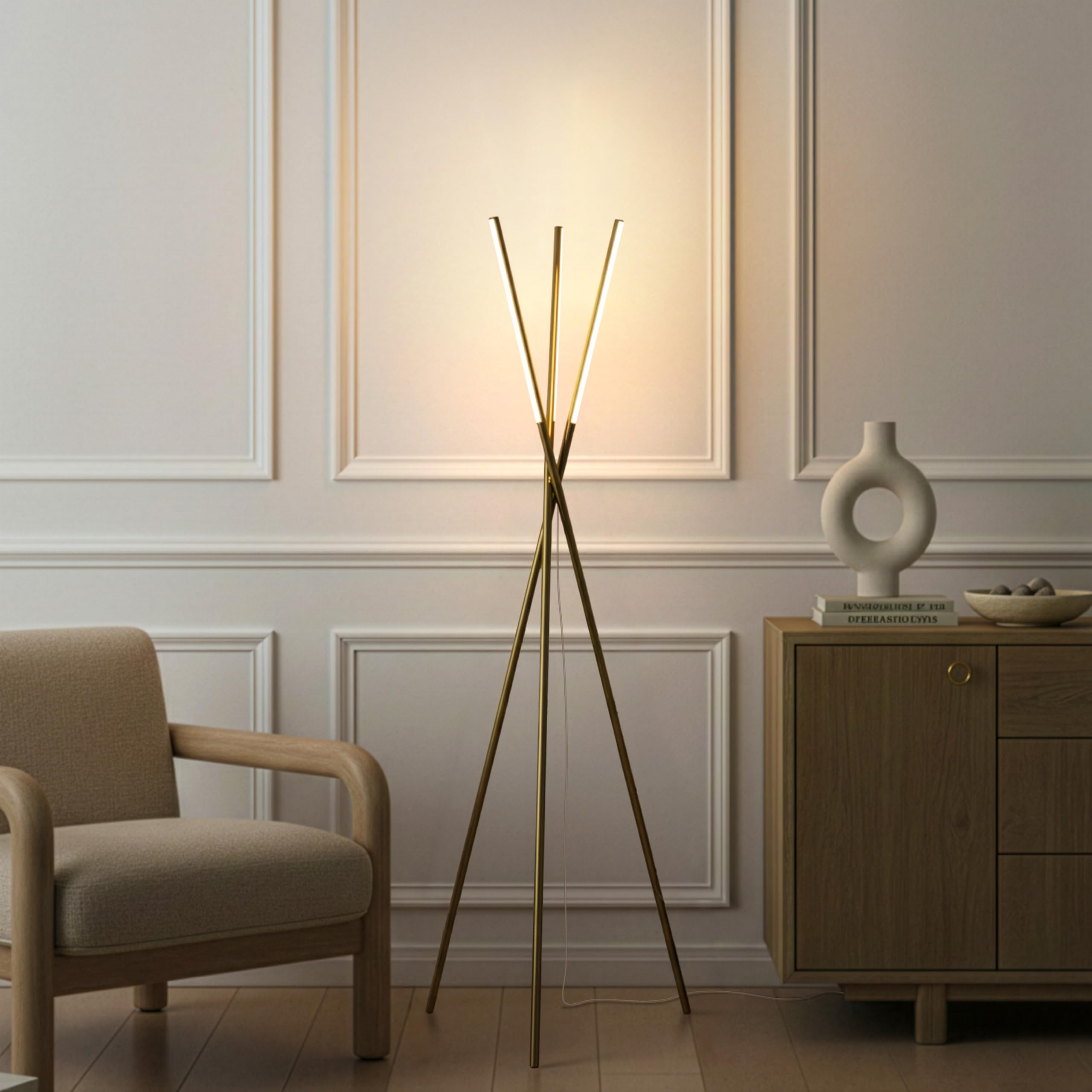 Brightech Stix LED Tripod Floor Lamp for Living Room - Dimmable