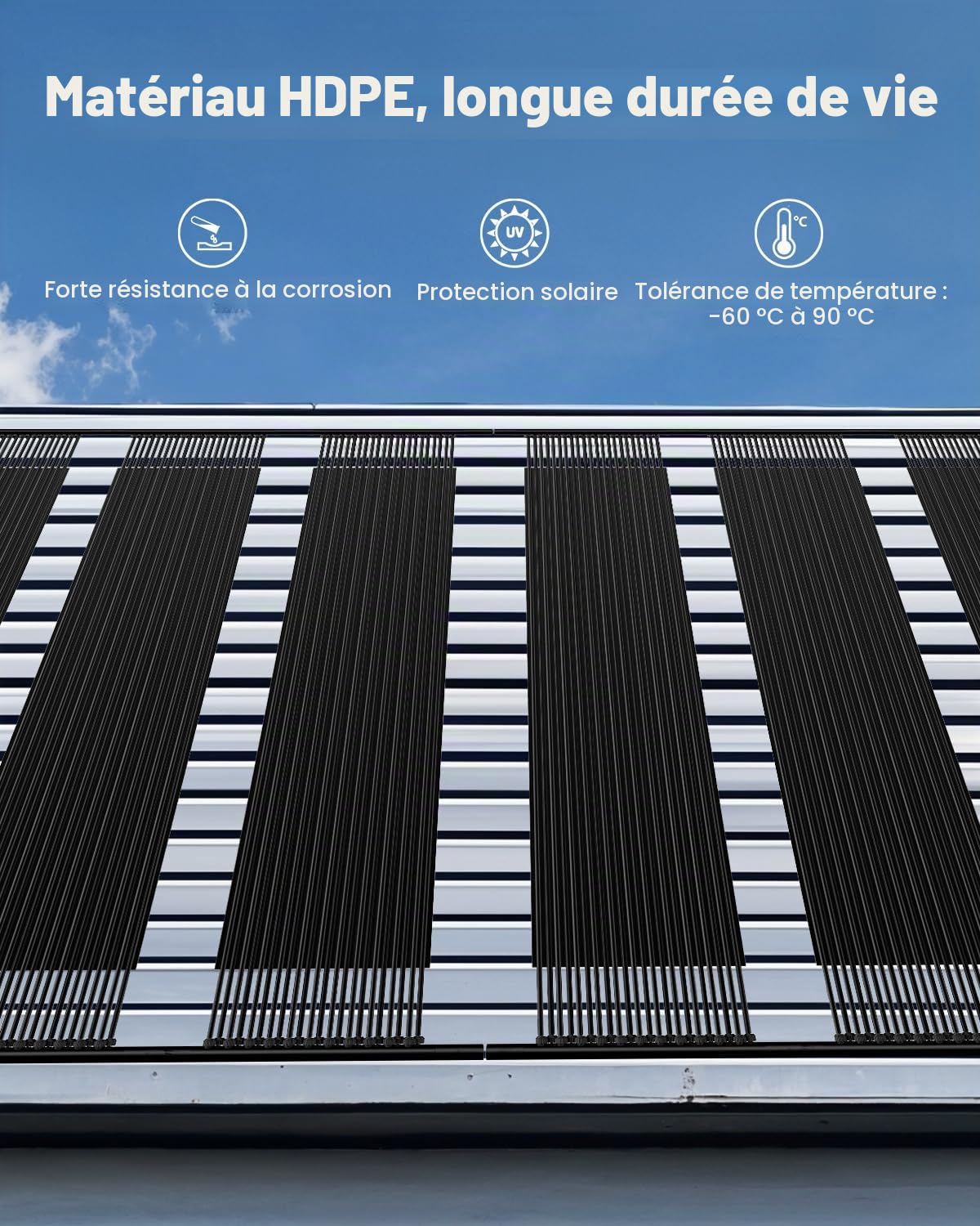 VEVOR Système Chauffage Solaire de Piscine, 1235x3100 mm, Chauffe-Piscine Solaire Universel PEHD, Lot de 4, Résistant aux Intempéries, avec Accessoires, pour Chauffer Eau Piscine Hors Sol et Creusée