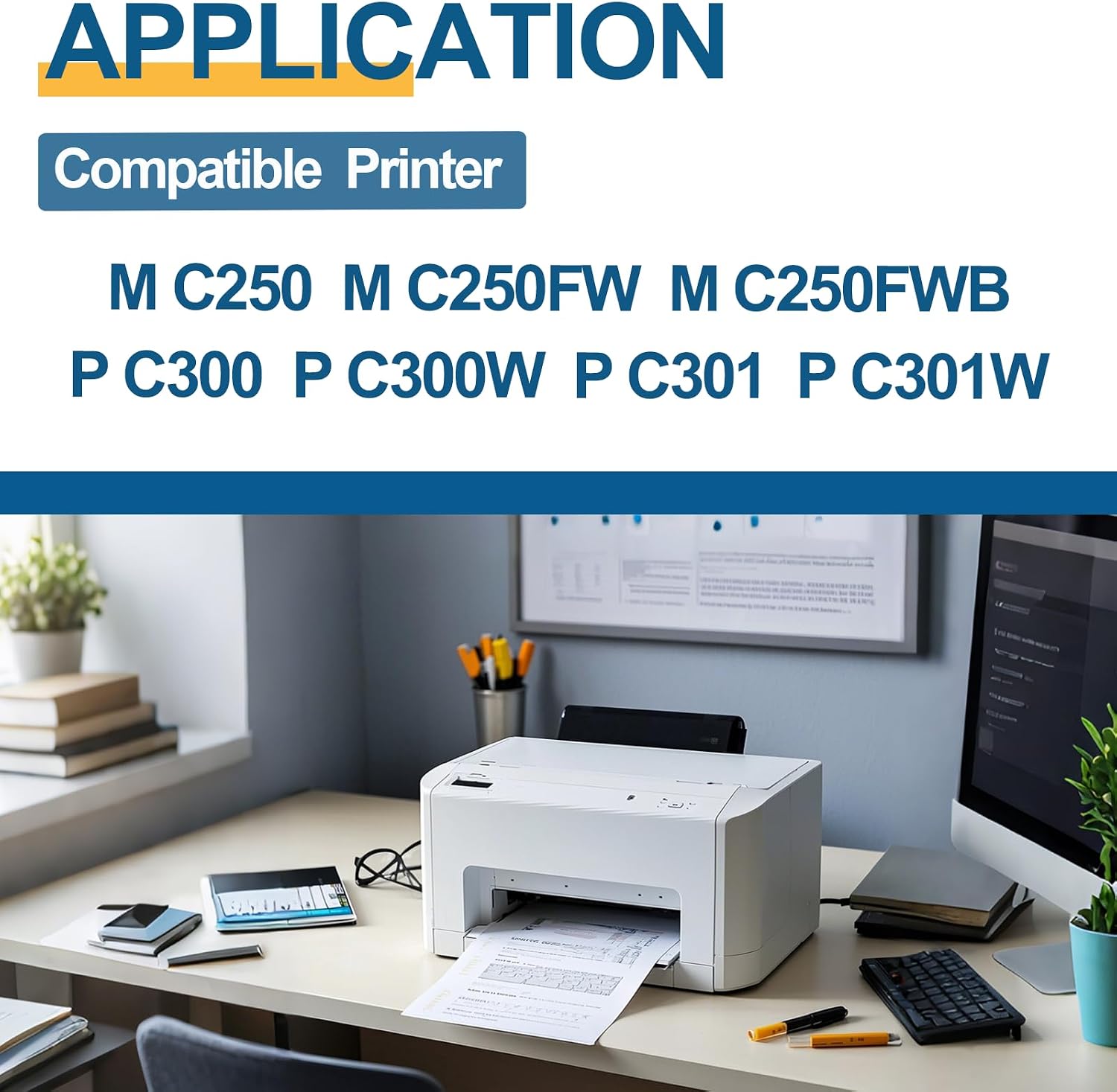MEZOO MC250 M C250 Toner Cartridge High Yield Compatible for M C250H 408336 408337 408338 408339 Toner Replacement for Ricoh M C250 M C250FW M C250FWB P C300 P C300W P C301 P C301W Printer (4-Pack)