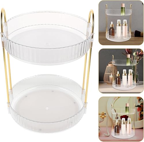 Miniatura 7 de Rotating Makeup Organizer with Spinner for Vanity and Bathroom Counter High Capacity Multilayer Skincare and Perfume Storage Shelf Space-saving