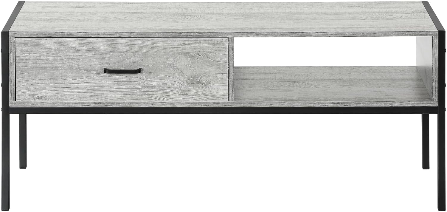 Monarch Specialties 2875 Tv Stand, 48 Inch, Console, Media Entertainment Center, Storage Drawer, Living Room, Bedroom, Laminate, Metal, Grey, Black Stand-48, 47.25" L x 15.75" W x 19.75" H