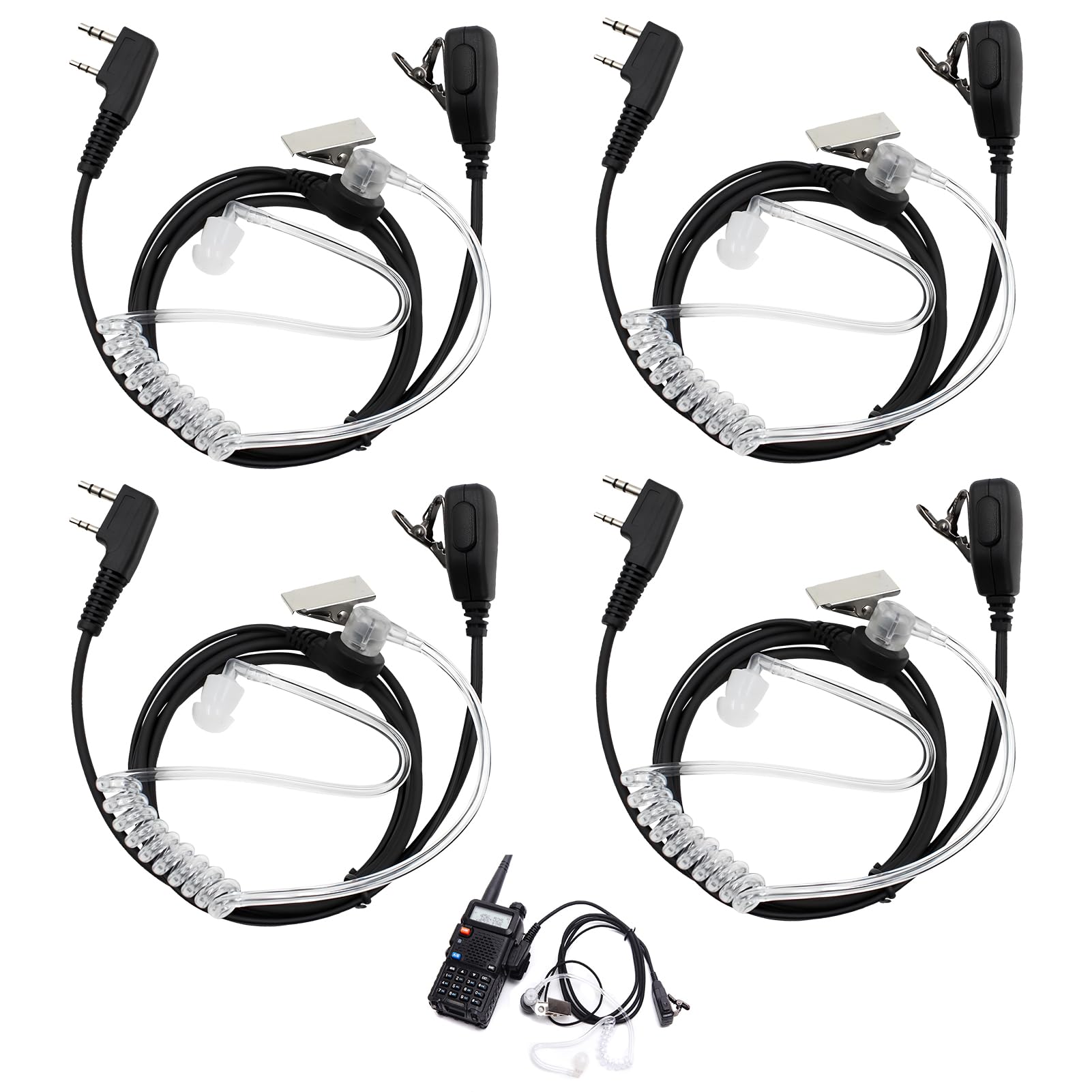 Oreillette Talkie Walkie, 4 Pièces Oreillette Compatible avec BAOFENG, Oreillette Talkie Walkie pour BAOFENG, Oreillette Radio Bidirectionnelle Kenwood, UV5R 888S RT24 RT27 HESENATE HT999-150CM