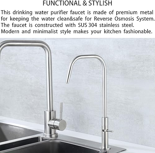 Miniatura 3 de Grifo de filtro de agua para fregadero de cocina, grifo de agua potable, grifo de agua potable de acero inoxidable SUS304 para barra de cocina,