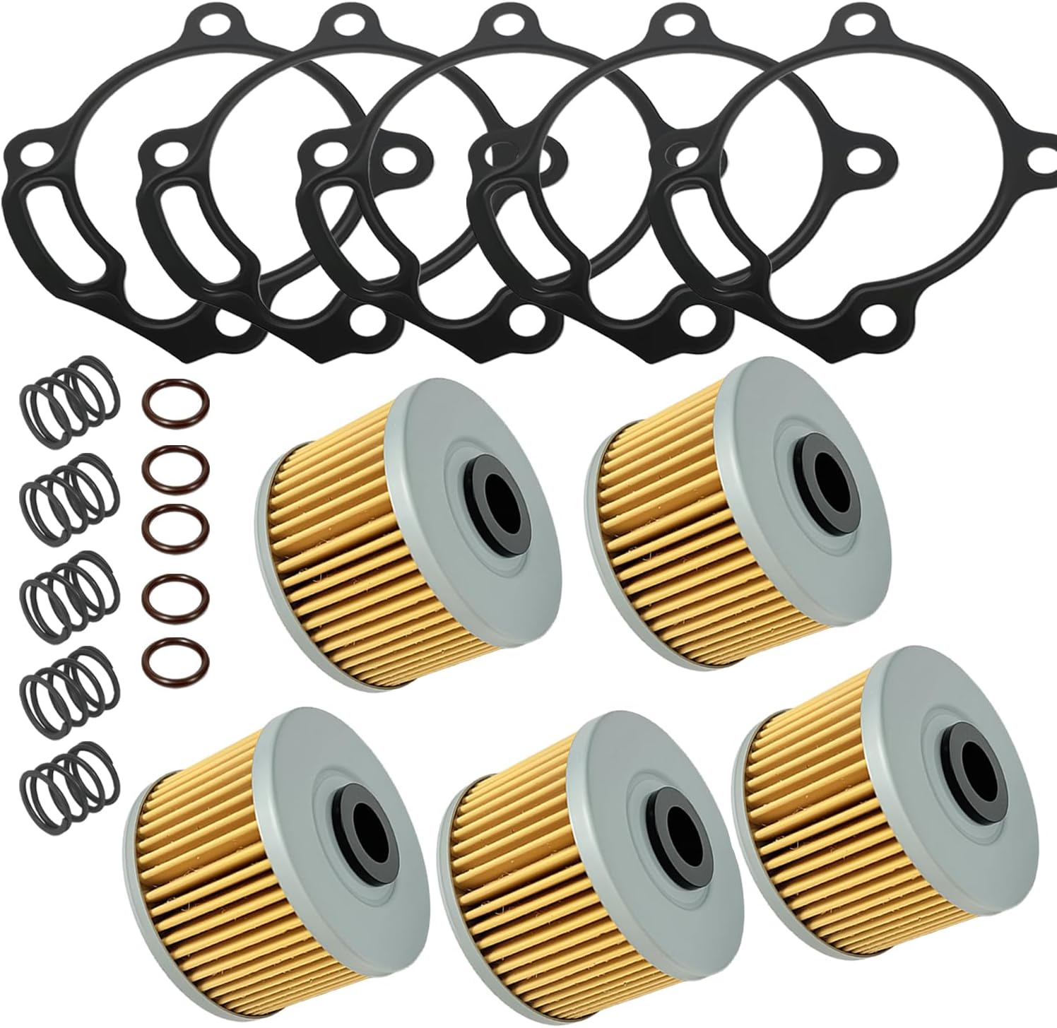 5 Pack Oil Filter & Cover Gasket & Springs Compatible with CBR250R CRF250L CRF250RL CRF250RLA CRF300L CBR300R CB300F CMX300 CBF300N CBF300NA #15410-KYJ-902