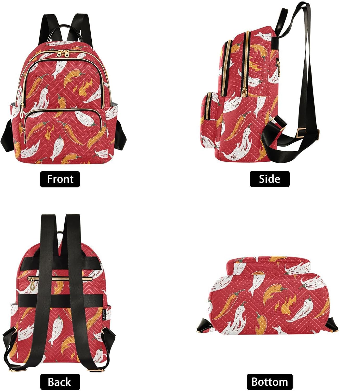Pepper Fire Pattern Backpack Purse for Women Shoulder Bag Fashion Daypack Ladies Handbag Lightweight Travel Bag Rucksack