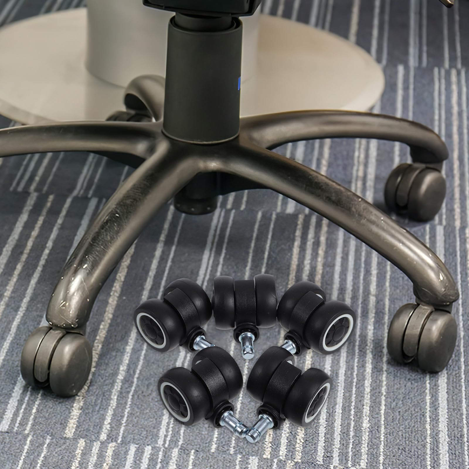 5 Ruedas Giratorias y Silenciosas para Silla de Oficina Gaming
