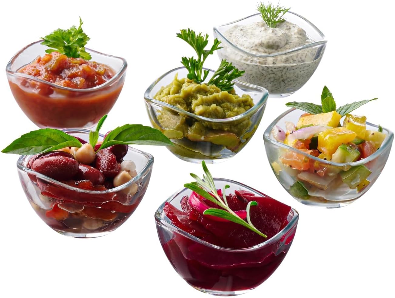 Vikko Dessert Bowls, Set of 6 Small Glass Bowls, 10 Ounce Ice Cream Bowl, Small Candy or Snack Bowls, Small Salad Bowl, Kitchen Prep Bowl, Microwave Safe, Dishwasher Safe