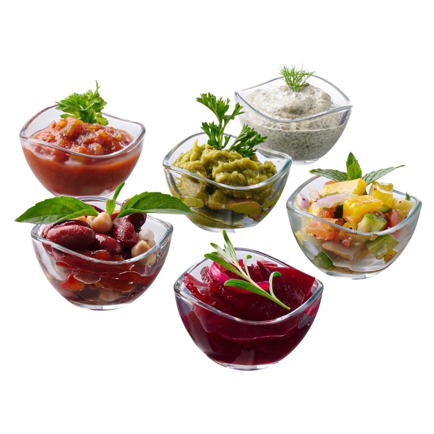 Vikko Mini Glass Bowls, Set of 6 Soy Sauce Dishes, Small 2.25 Ounce Dipping Sauce Cups, Dipping Bowls, Multi Purpose Small Glass Bowls for Dessert, Candy, Kitchen Prep, Dishwasher Safe