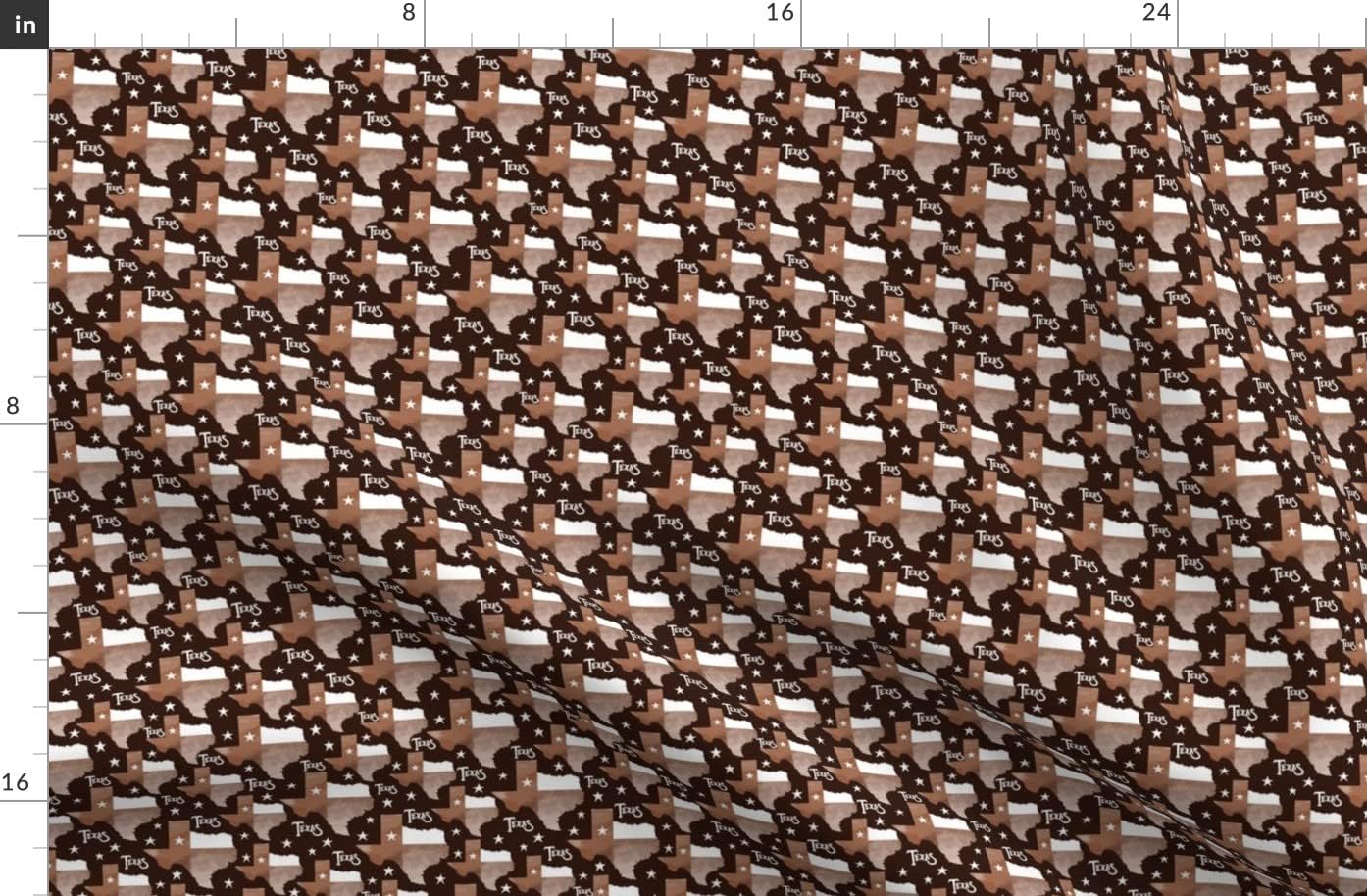 Spoonflower Fabric - Texas Map Brown Printed on Organic Cotton Sateen Fabric by The Yard - Sewing Quilting Apparel Home Decor