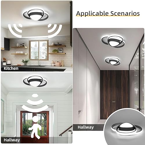 Miniatura 5 de EIDEARAY Lámpara de techo LED con sensor de movimiento para interiores, 36 W, blanco frío, pequeña, 3 redondas, lámpara de techo de montaje