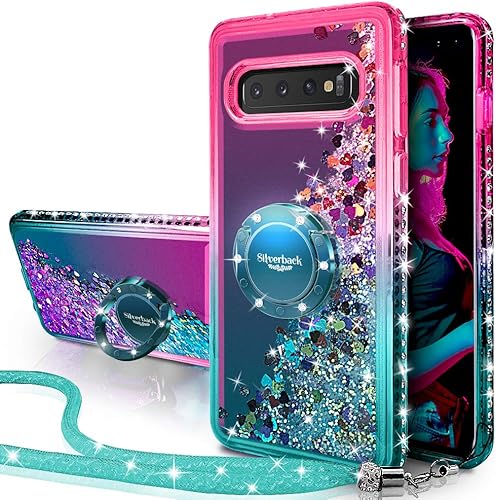 Silverback Funda para Samsung Galaxy S10 Plus, funda con purpurina holográfica líquida en movimiento con soporte de soporte, soporte de diamantes de disponible en Yaxa Peru