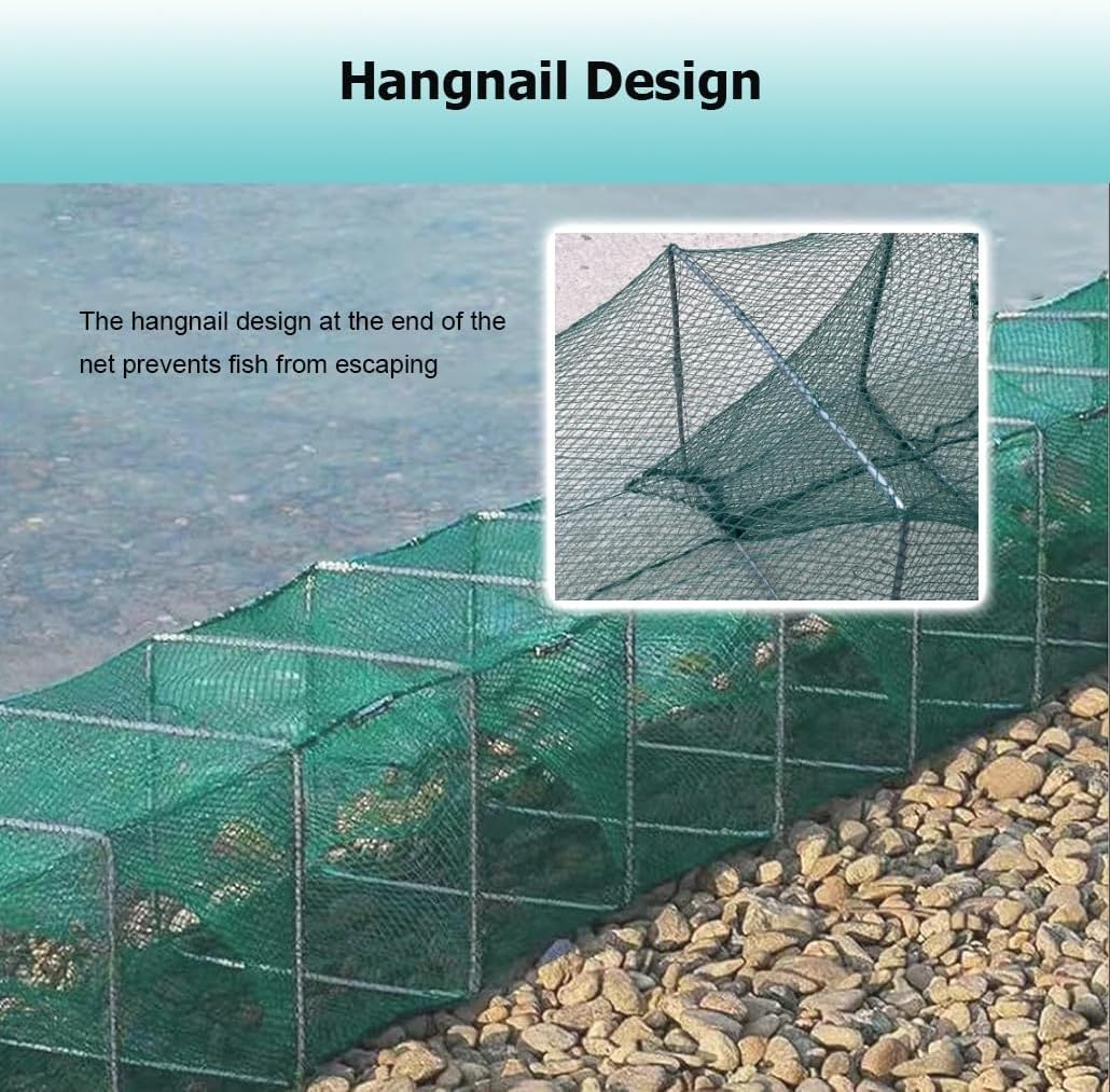 2個 7.9-52.5フィート 長さのエビとカニの餌トラップ 魚トラップ 釣り用キャストネット 自動的に捕獲する魚を簡単に捕まえる