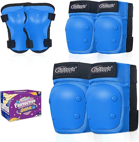 Miniatura 41 de Nattork Rodilleras para niños y jóvenes, rodilleras y coderas con muñequeras 6 en 1, juego de equipo de protección para monopatín, patines en línea