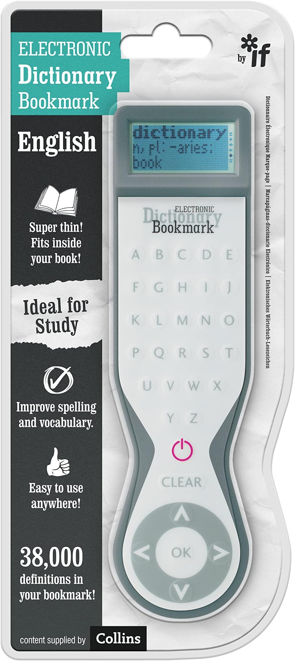 IF CARDED ELECTRONIC DICTIONARY BOOKMARK - ENGLISH (UK) GREY