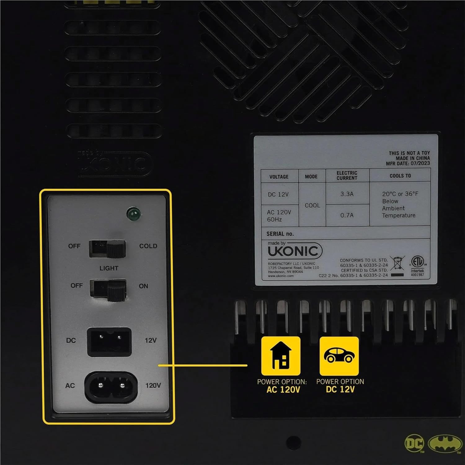 Ukonic DC Comics Batman Logo 6.7L Thermoelectric Cooler | Holds 9 Soda Cans