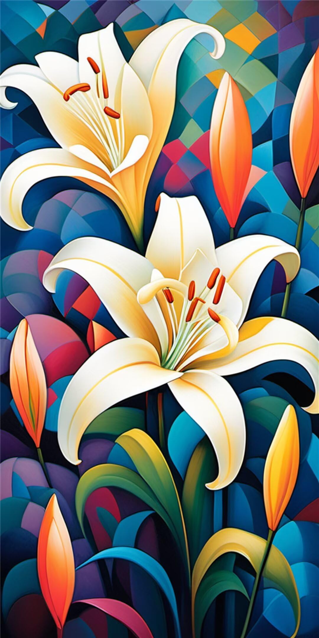 Broderie diamant lys abstrait pour sublimer votre décoration murale de salon