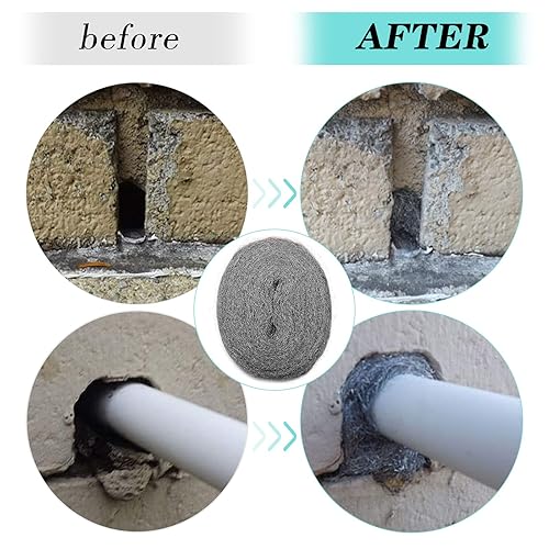 Miniatura 5 de Rollo de tela de relleno de lana de acero de 30 pies, kit de bricolaje de tela de lana de alambre grueso, bloqueador de huecos para mantener a