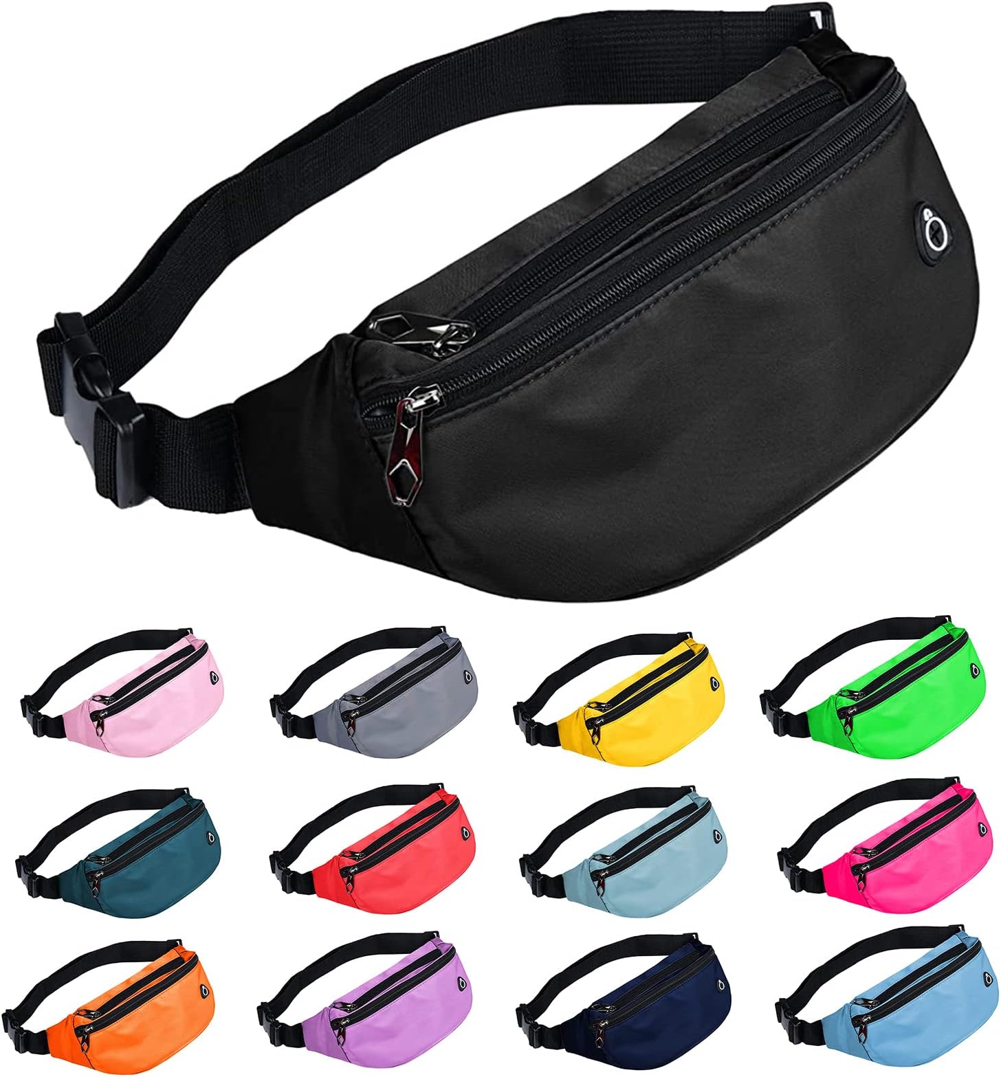Fanny Packs for Men and Women, Waterproof Sports Waist Pack Bag for Travel Hiking Running Hands-free