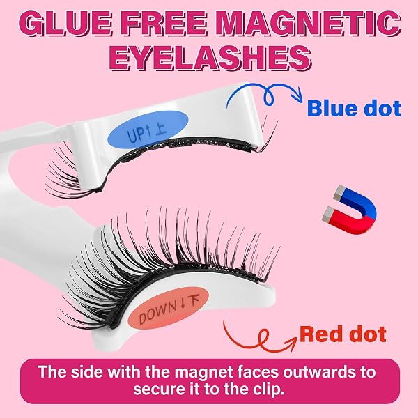 Magnetische Wimpern Magnet Lashes Natürlicher Wiederverwendbare Kein Kleber No Glue or Eyeliner Easy to Wear 4 Magnetpunkte sind stärker Augenform geeignet(2Paare,Fondness+Pride) - 3