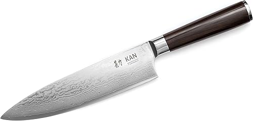 Miniatura 5 de KAN Core Chef Cuchillo VG-10 de 8 pulgadas, 67 capas Damasco ambidiestro (hoja VG-10 no martillada, mango G10)