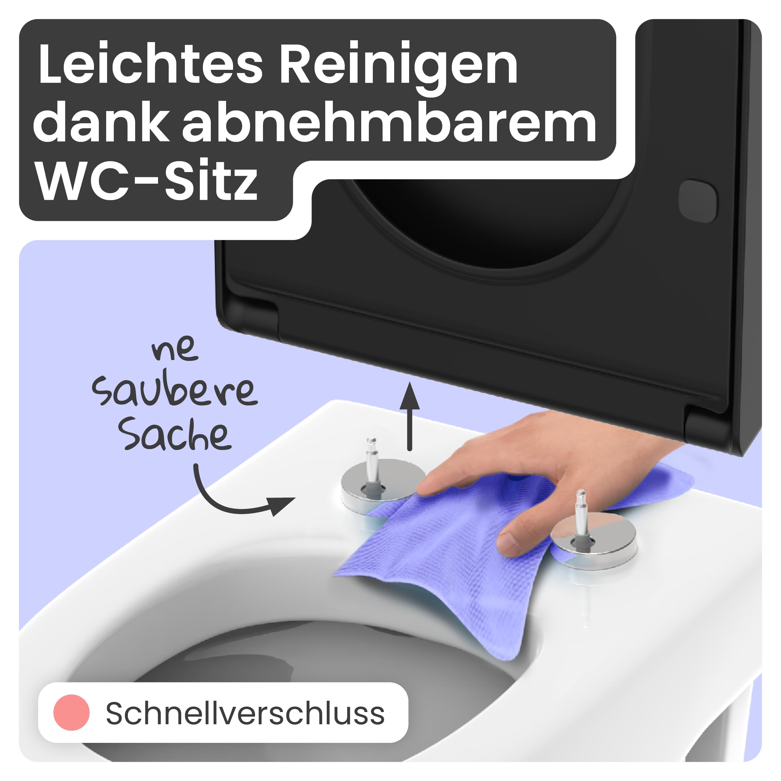 instmaier Helma | WC-Sitz | D-Form | Schwarz | mit Schnellverschluss | Toilettendeckel mit Absenkautomatik | Toilettensitz mit Schnellverschluss | Klodeckel | Klobrille | Toilettenbrille