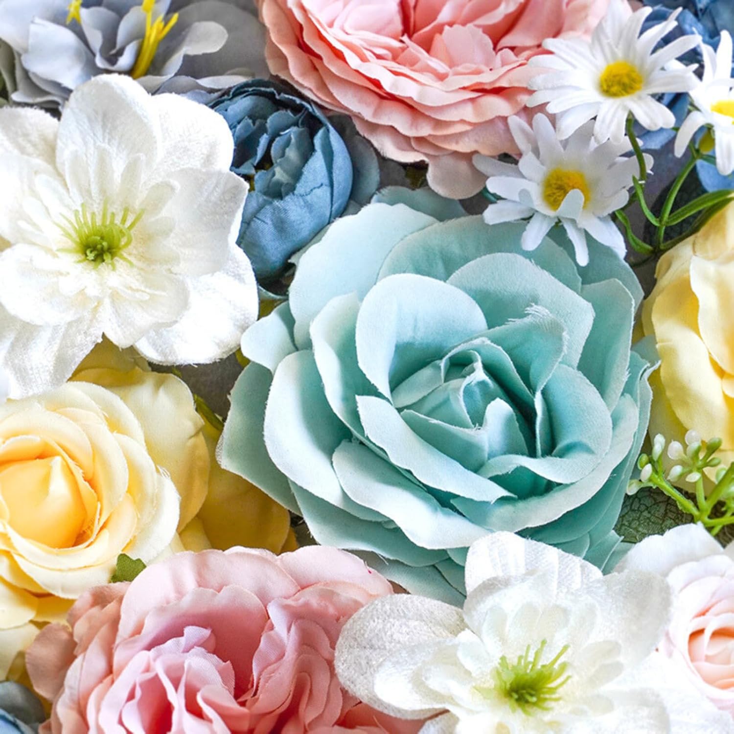 ASTRYAS Spring Artificial Flowers Combo Fake Roses Silk Peonies Roses for DIY Wedding Bridal Bouquets Table Centerpieces Floral Arrangements Party Baby Shower Home Decor - Sege Green/Yellow/Pink - Image 2