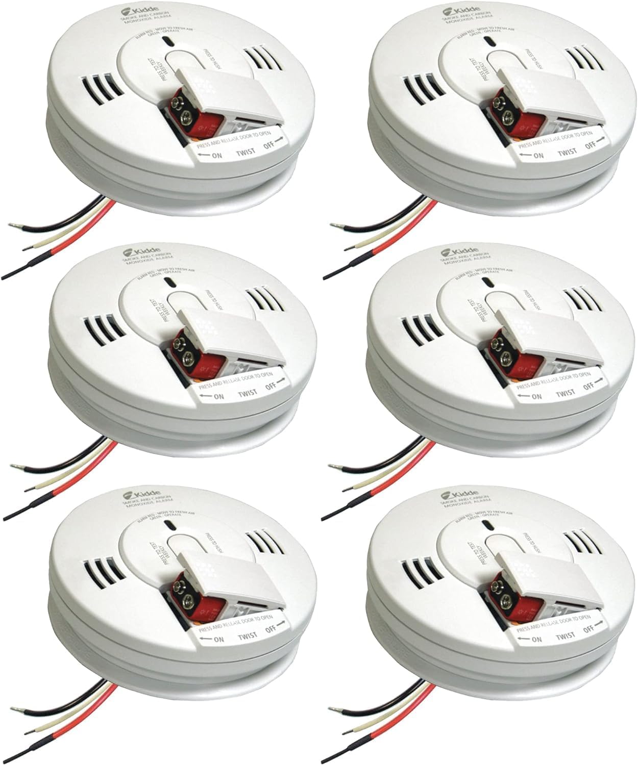 KiddeSmoke & Carbon Monoxide Detector, Hardwired Interconnect, Combination Smoke & CO Alarm with Battery Backup, Voice Alerts, Contractor 6 Pack