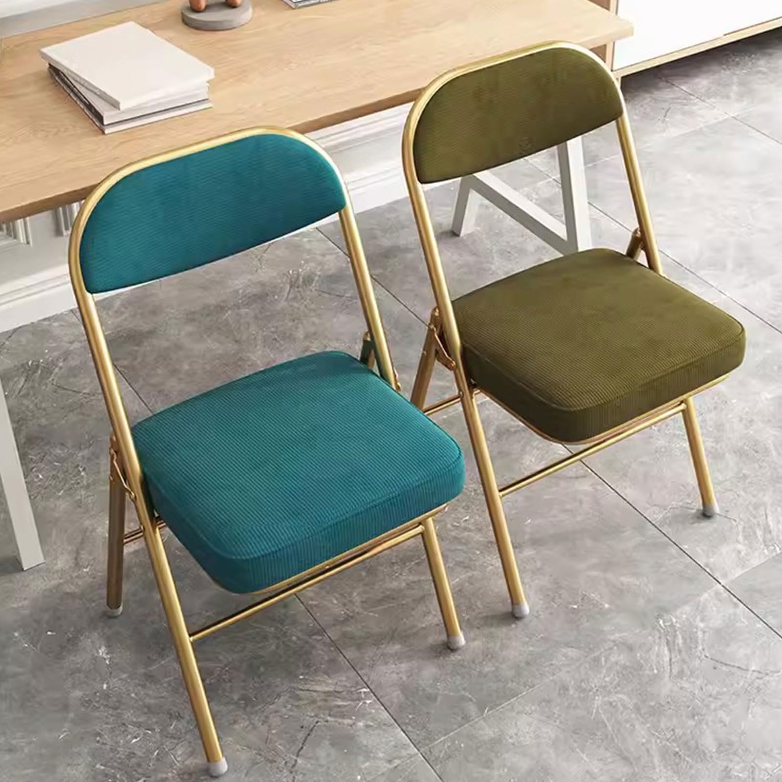 Amazon.com: YCKEGEW Velvet Fabric Modern Folding Chair Padded Seat