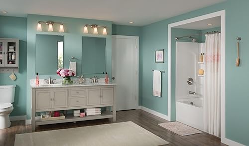 Miniatura 2 de Moen Eva YB2863BN - Accesorio de tocador de baño de 3 luces de níquel cepillado, iluminación de baño con vidrio esmerilado, 9.60 x 10.00 x 20.60