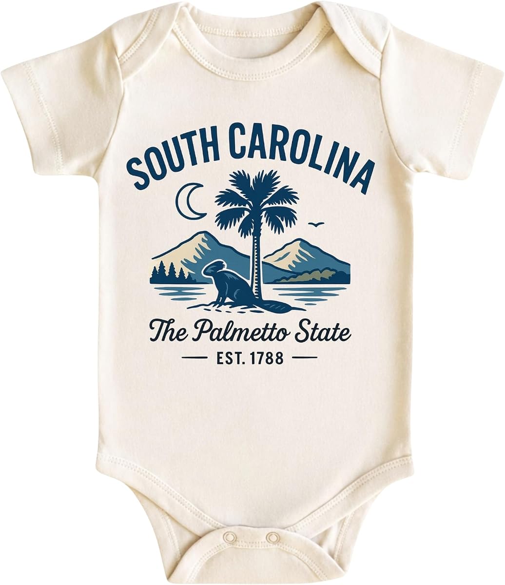 South Carolina Baby Bodysuit for Boys Girls, Charleston Columbia North Charleston Vacation Newborn Gifts