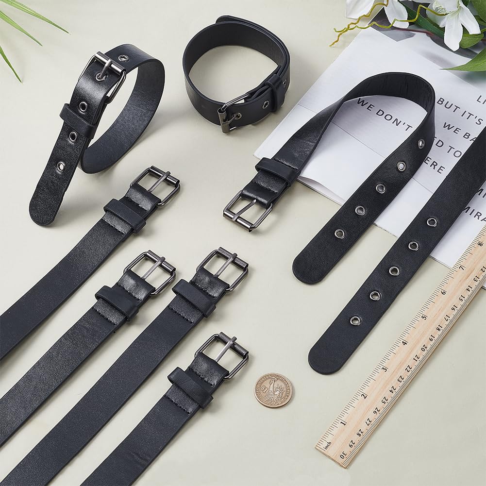 FINGERINSPIRE 8 Pcs Traditional Kilt Extender Straps Leather Cuff Belt Buckles 2.5x40.7cm Black PU Leather Adjustable Belt with Metal Square Buckle Women's Belt for Coat Jacket Dress Bags DIY Craft - Image 4