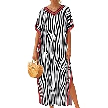 Kaftan Dresses for Women Moomoo V Neck Caftans Beach Cover Ups Maxi Dress