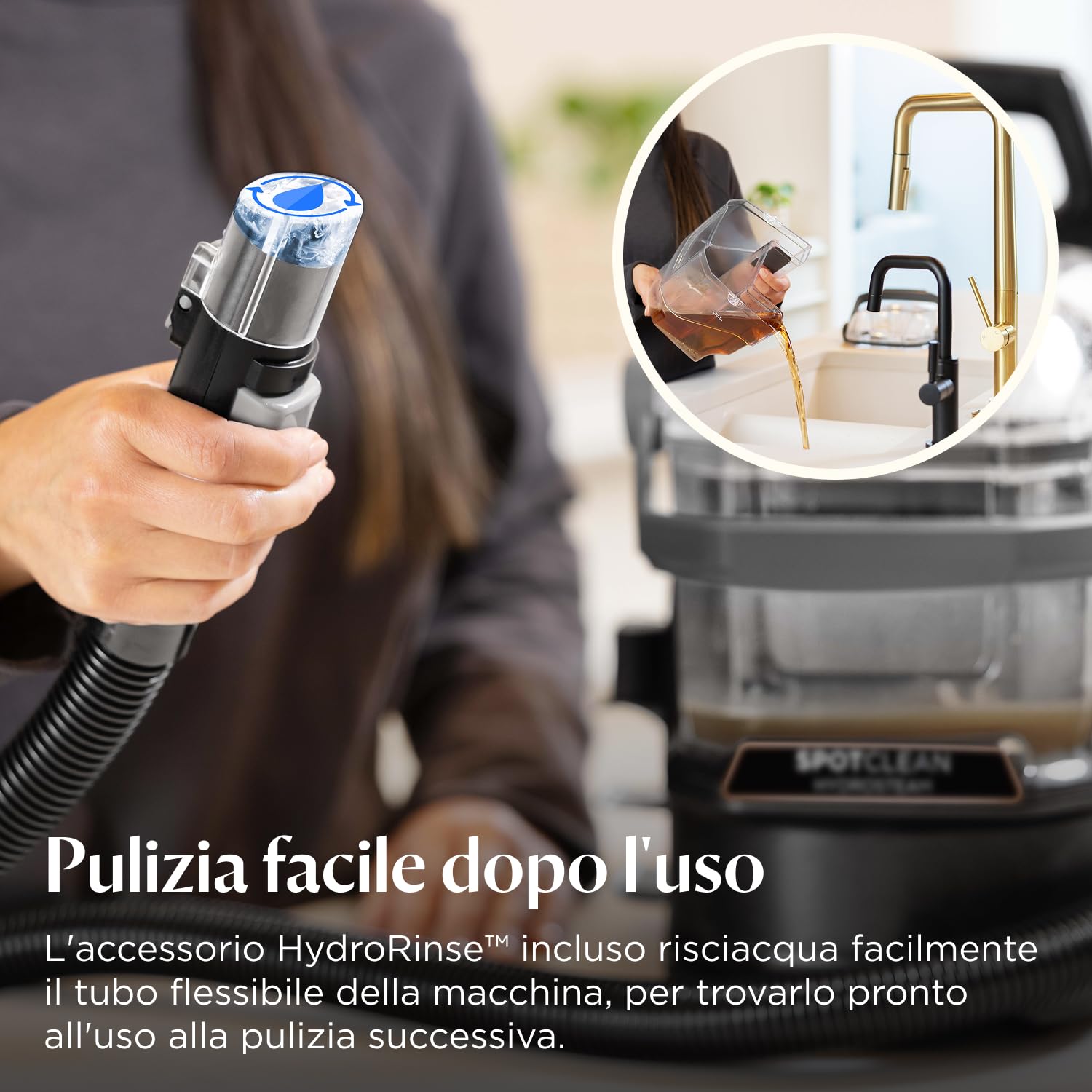 BISSELL SpotClean HydroSteam, Lavatappeti, Pulitore a Vapore con Tecnologia HydroSteam, Lava Tappezzeria per Tappeti, Auto, Divani, Moquette, Materassi e Altro, Potente Motore da 1000W, 3689N
