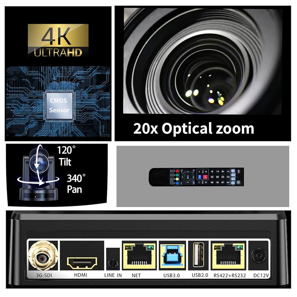 Amazon.com: SZXLCOM 4K PTZ Camera with 20X Optical Zoom & AI