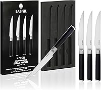 Babish 4-Piece Forged Steak Knives Set - High-Carbon 1.4116 German Steel, Sharp Full-Tang Blades for Effortless Slicing of Meat & Poultry