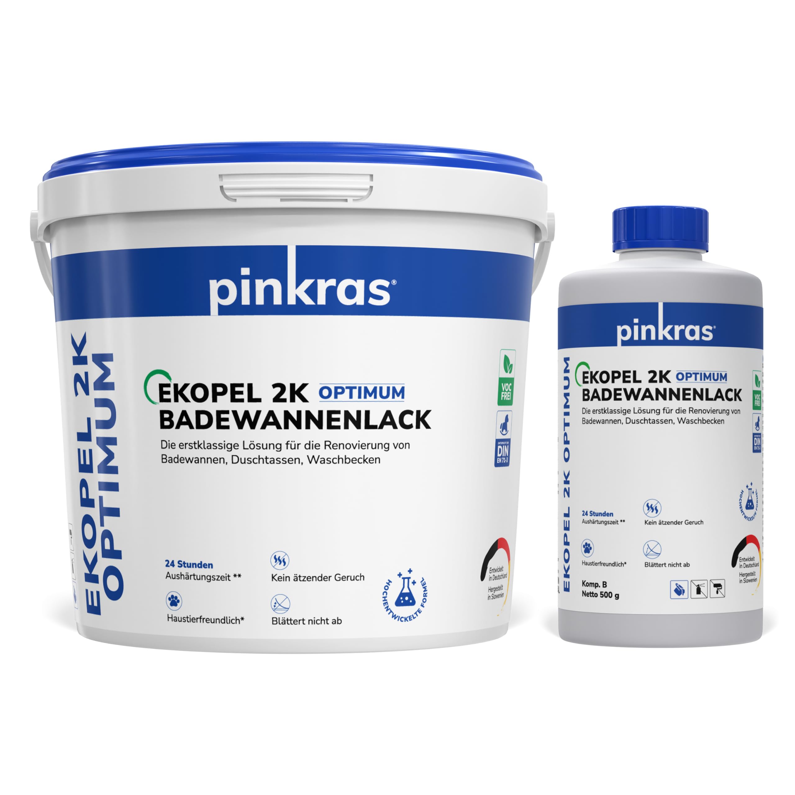 EKOPEL 2K-Optimum Bathtub Epoxy Paint – Odourless Resurfacing Coating for Bath Surfaces, 24-Hour Curing, White Gloss, No VOC