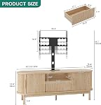 YITAHOME Courbe fluée TV Support avec montage pour TV 32-70 pouces, Centre de divertissement moderne avec LED Lumières & Outlets d'alimentation, Chêne naturel