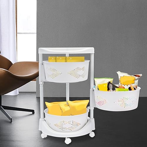 Miniatura 8 de Carrito de almacenamiento giratorio, estante de almacenamiento de cocina de 345 capas, estante de almacenamiento de pie con ruedas bloqueables,