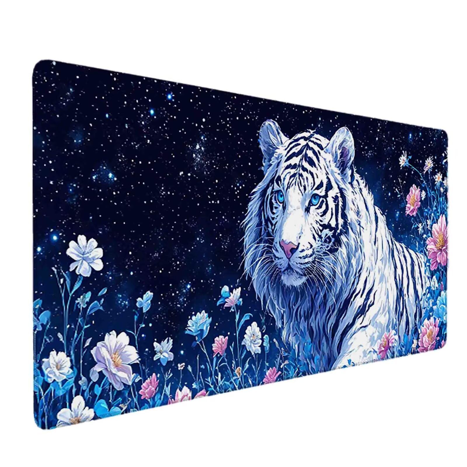 Podkładka pod mysz XXL 1200 x 600 mm biała podkładka pod mysz tygrysa antypoślizgowa gumowa podkładka do gier, akcesoria biurowe, podkładka pod mysz o wysokiej precyzji i szybkości dla graczy/biura