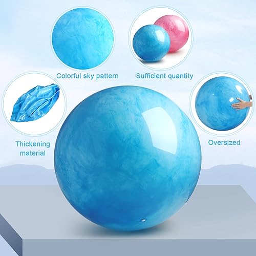 Miniatura 3 de Jadive 2 bolas hinchables marmoleadas de 24 pulgadas, bolas gigantes que rebotan tamaño grande, bola enorme de goma sensorial con bomba de aire para