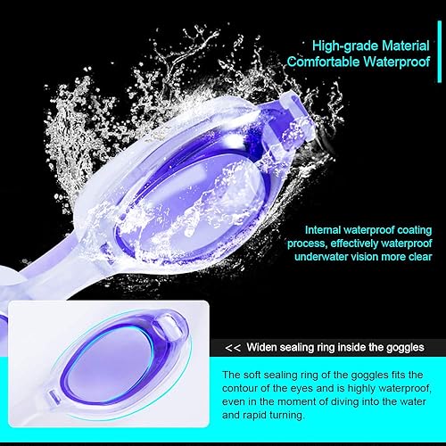 Miniatura 2 de Peicees 4 Pack Swim Goggles for Kids 6-14 with Earplugs and Case Clear Anti-Fog