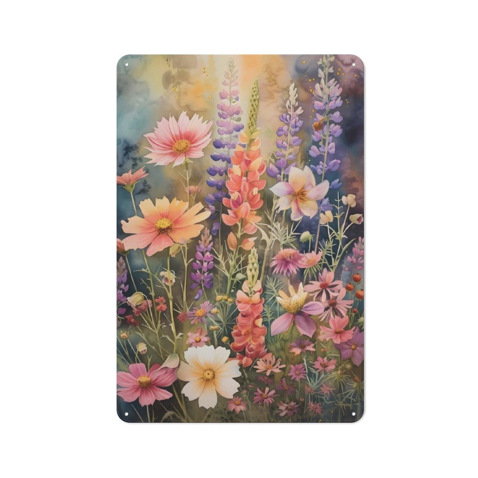 Junmoney Enchanted Flower Vintage Metal Sign 30X20cm For Café Or Restaurant, Suited To Restaurant Decor Fans