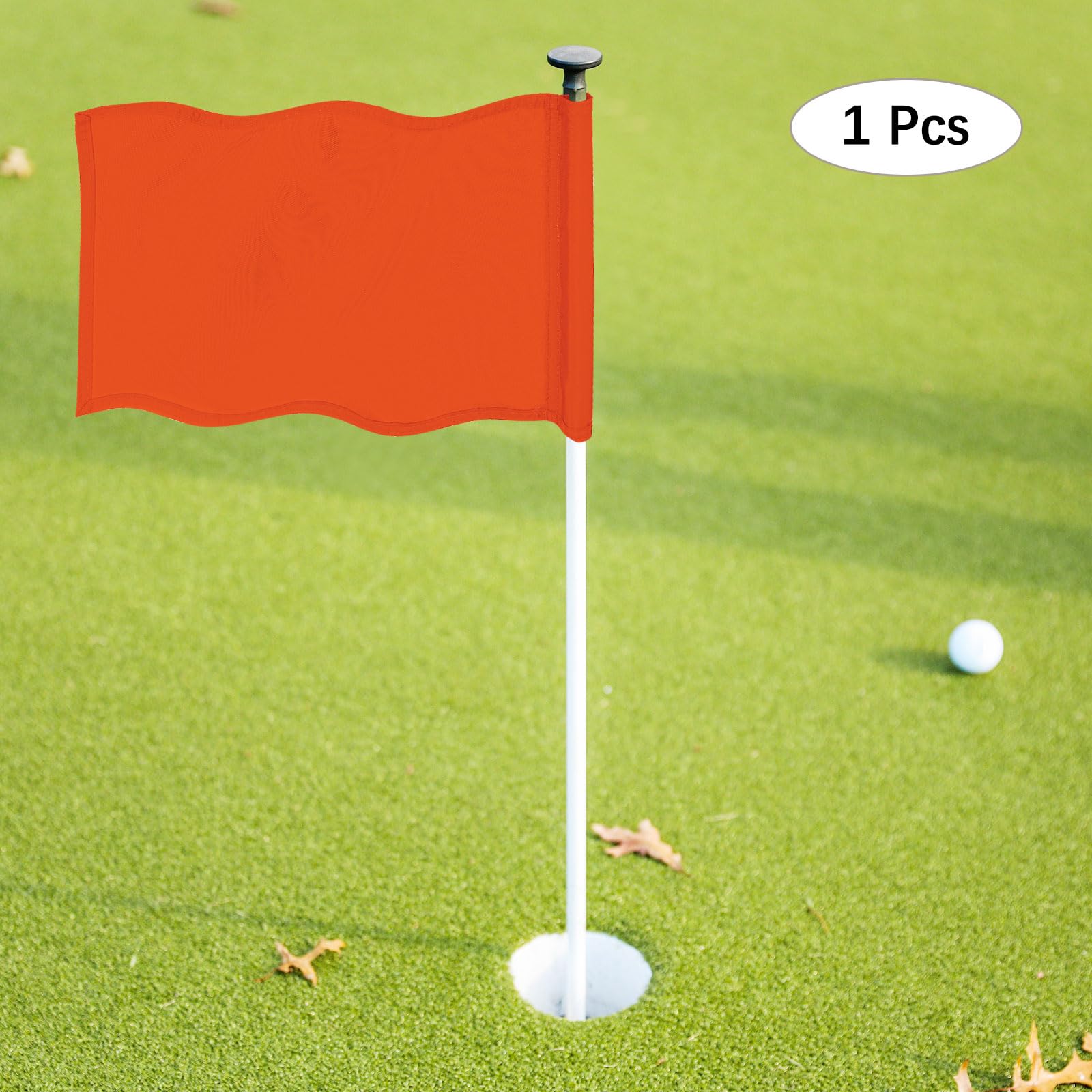 Bandiera da golf con tubo inserito, 3 pezzi, in nylon, per campi da golf interni ed esterni e campi di pratica, arancione, 50,8 cm